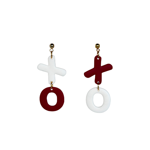 Oorbellen XOXO | Rood, wit