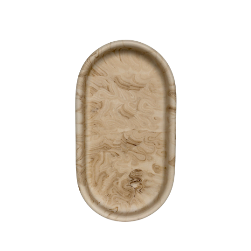 Jesmonite schaaltje ovaal | Marmer beige, lichtbruin