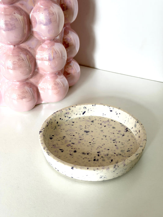 Jesmonite terrazzo onderzetter rond | Wit, paars