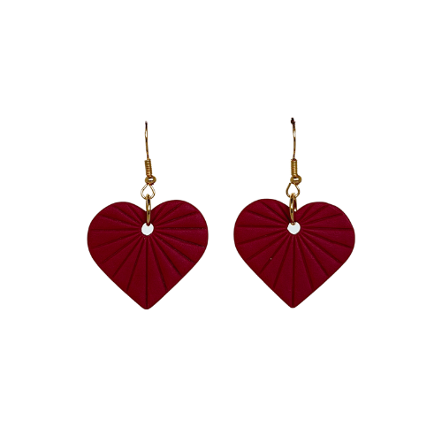 Oorbellen hart zonnestraal | Rood, goud