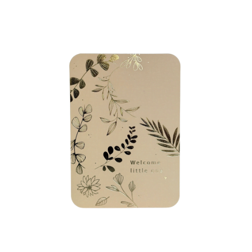 Wenskaart 'Welcome little one' | Pastel geel