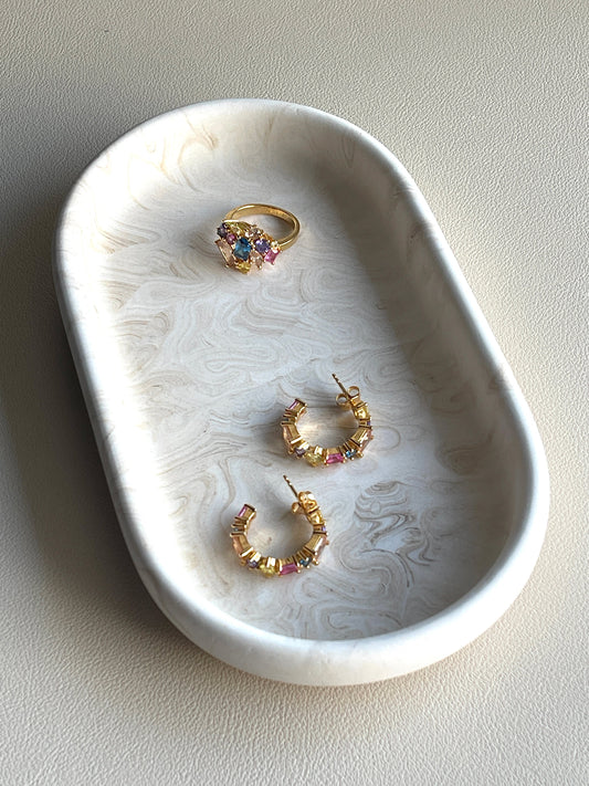 jesmonite schaaltje ovaal marmer beige lichtbruin