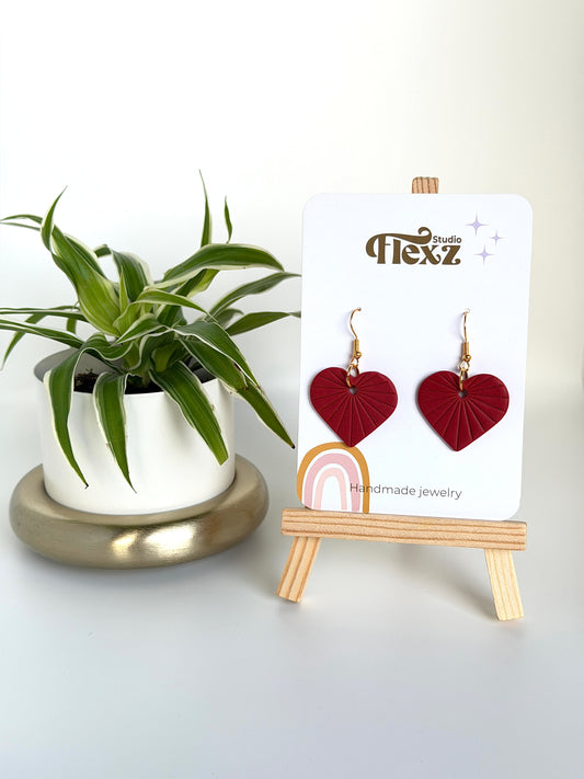 Oorbellen hart zonnestraal | Rood, goud