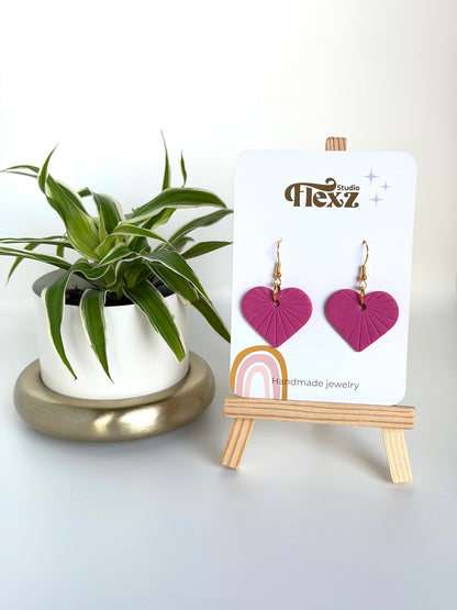 Oorbellen hart zonnestraal | Roze, goud - Valentijn