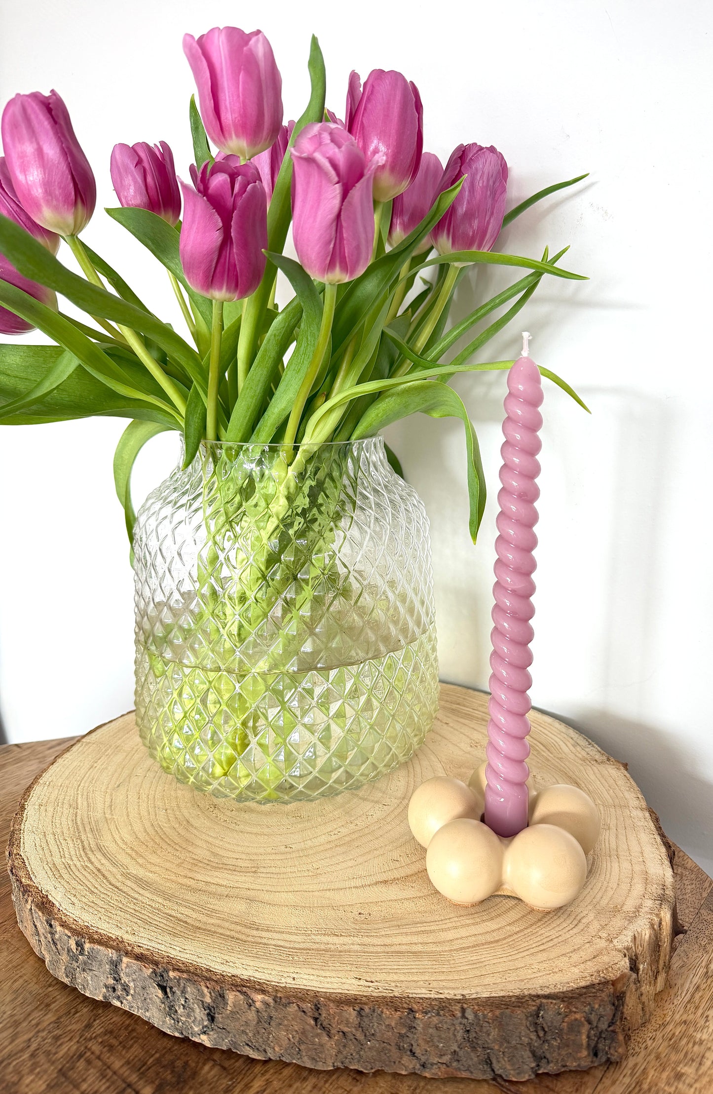 Jesmonite kandelaar bloem | Beige, zand