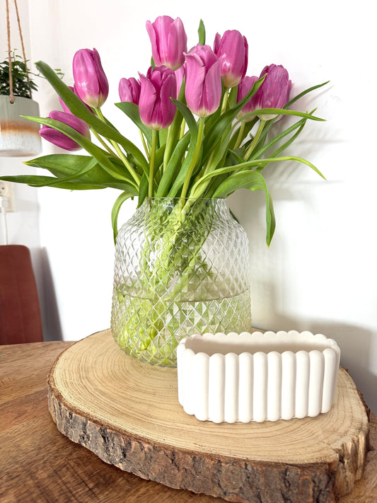 Jesmonite ovale pot | Wit