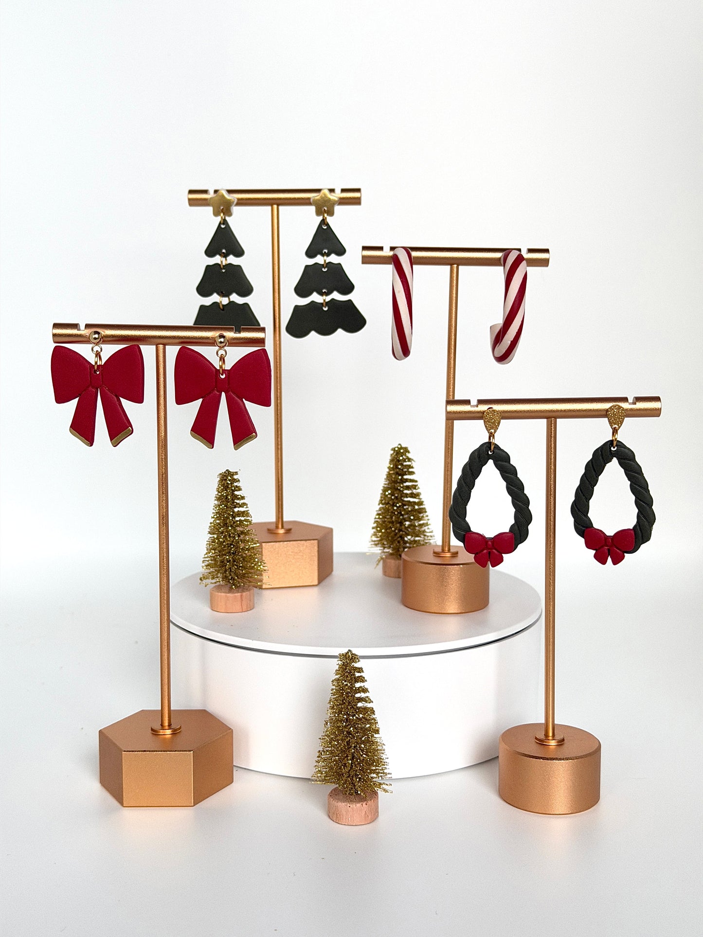 Oorbellen Noor | Groen, goud, wit - Kerst