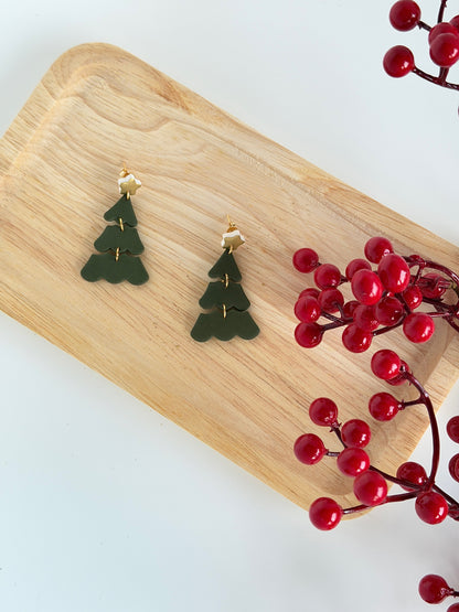 Oorbellen Noor | Groen, goud, wit - Kerst