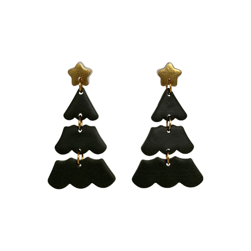 Oorbellen Noor | Groen, goud, wit - Kerst