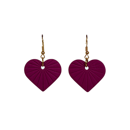 Oorbellen hart zonnestraal | Paars, goud - Valentijn