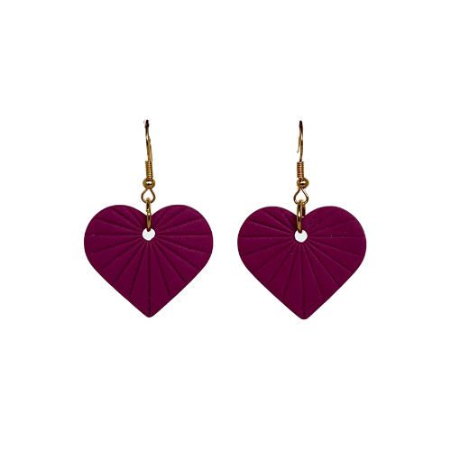Oorbellen hart zonnestraal | Paars, goud - Valentijn