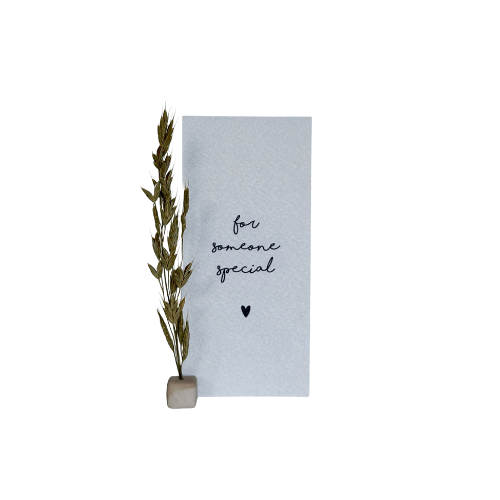 Wenskaart 'For someone special' | Droogbloem, pastel blauw
