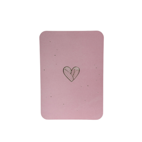 Wenskaart 'Heart' | Pastel roze, goud