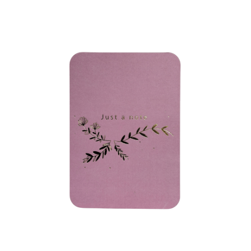 Wenskaart 'Just a note' | Pastel roze